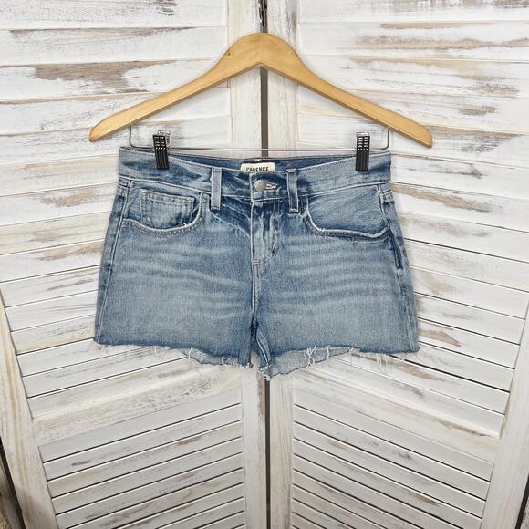 L'AGENCE Women's Ryland High Rise Cut Off Denim Shorts Medium Wash Distressed 25 - Picture 3 of 11